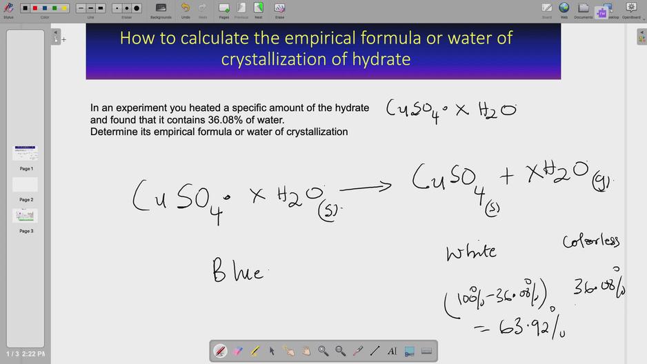 How to calculate the empirical formula of a hydrate