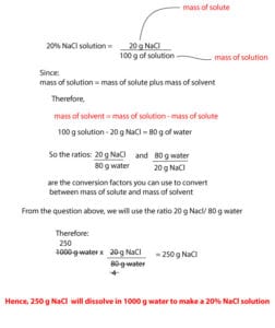You divide mass of solute by mass of solvent and multiply by 100 to get concentration in mass percent