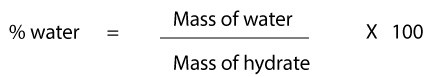 Ratio of mass of water to mass of hydrate